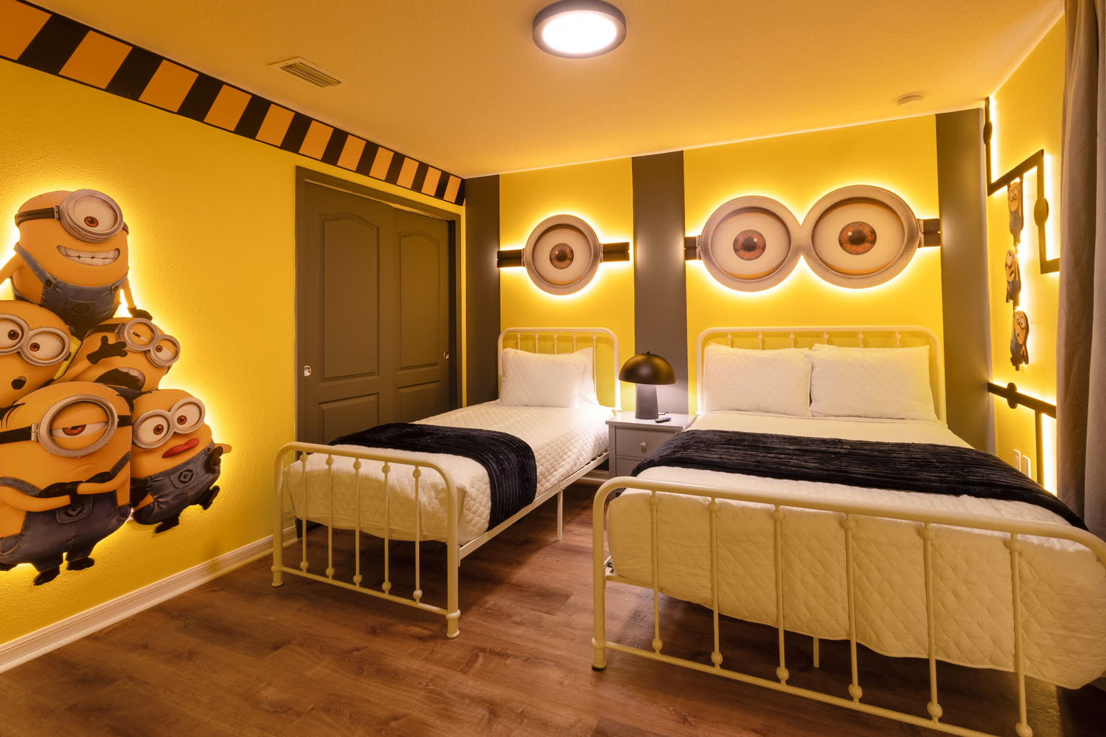 Minions themed twin bedroom in a themed vacation rental near Disney World